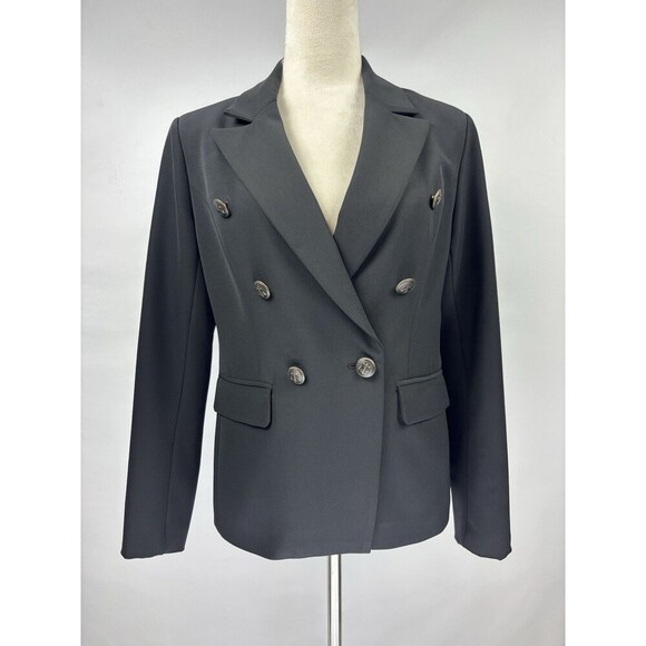 Boston Proper Double Breasted Blazer Black 6 Shaped Waisted Lined - Picture 13 of 13